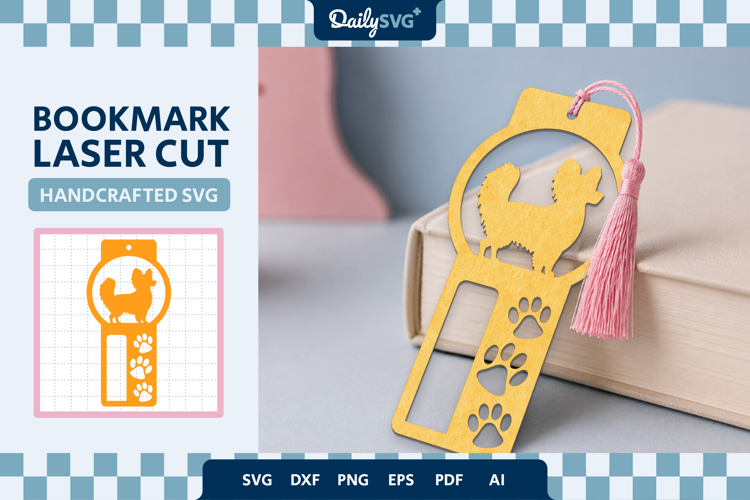 Dog Bookmark Papercut SVG Reading Cut File