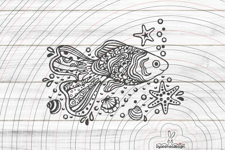 Paradise Fish cutting file SVG DXF example image 1