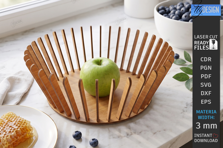 Parametric Wooden Bowls Laser Cut | Geometric Fruit Bowl SVG