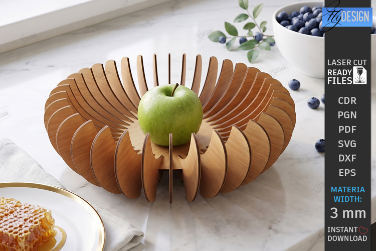 Parametric Wooden Bowls Laser Cut | Geometric Fruit Bowl SVG
