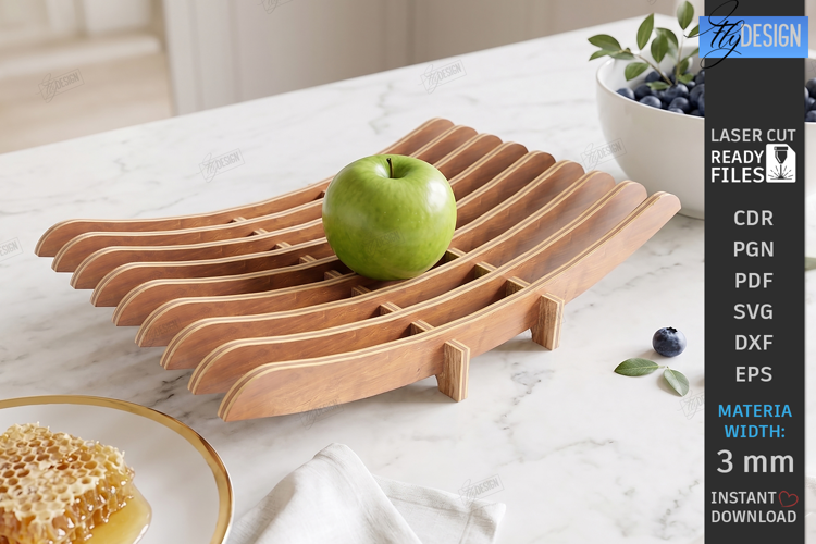 Parametric Wooden Bowls Laser Cut | Geometric Fruit Bowl SVG