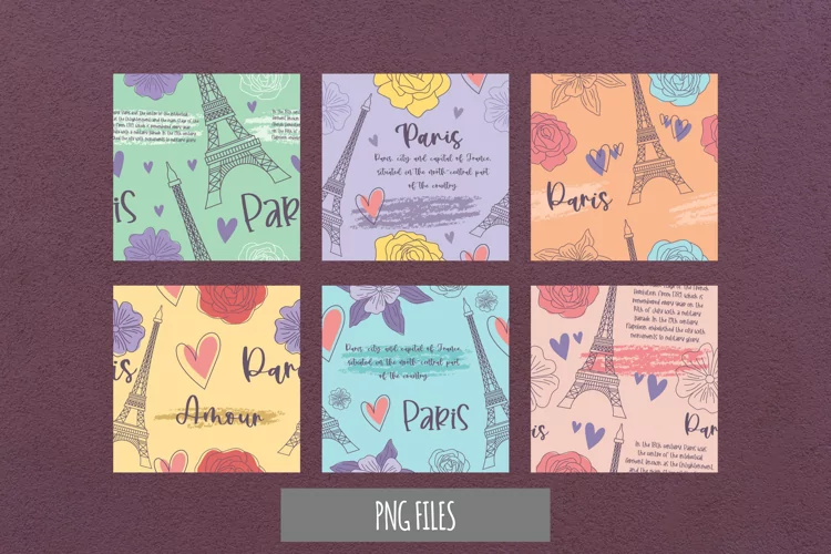 Paris with Vintage Color Seamless Pattern Paper Packs
