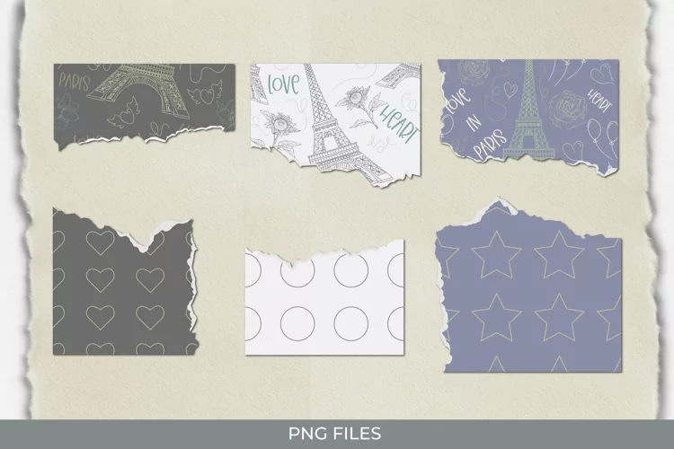 Paris with Vintage Color Seamless Pattern Torn Paper