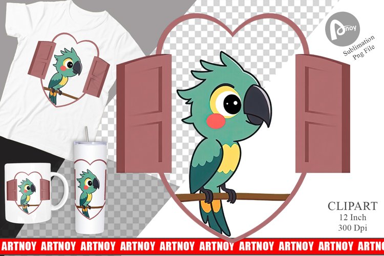 Clipart Heart Parrot