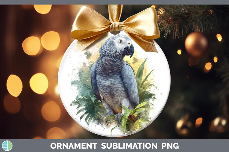 African Grey Parrot Parrot Botanicals Ornament Sublimation D