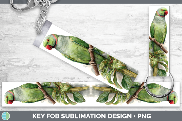 Alexandrine Parakeet Parrot Botanicals Key Fob Sublimation D