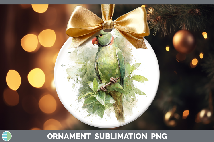 Alexandrine Parakeet Parrot Botanicals Ornament Sublimation