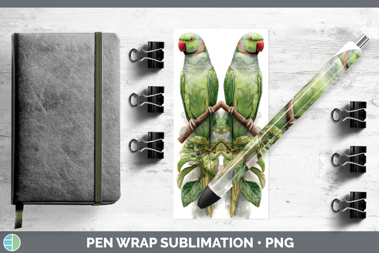 Alexandrine Parakeet Parrot Botanicals Pen Wrap Sublimation