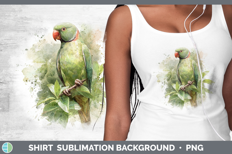 Alexandrine Parakeet Parrot Botanicals Shirt Sublimation Des