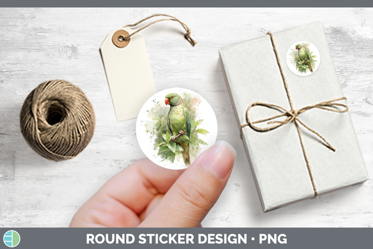 Alexandrine Parakeet Parrot Botanicals Stickers Design