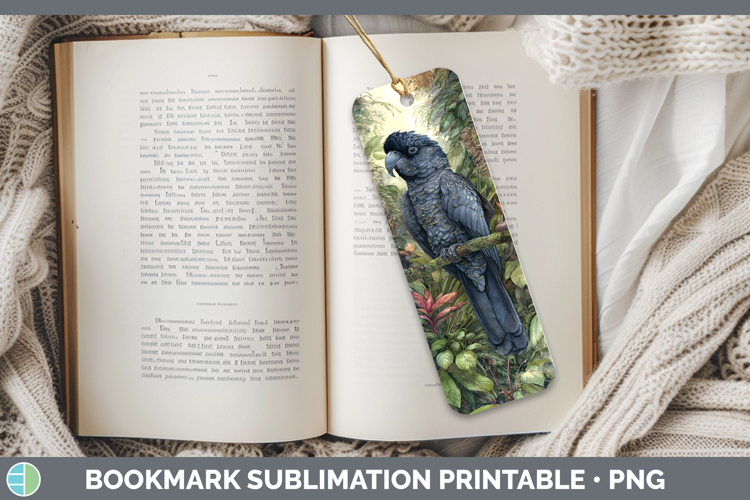 Black Palm Cockatoo Parrot Botanicals Bookmark Sublimation D