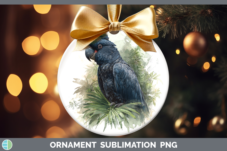 Black Palm Cockatoo Parrot Botanicals Ornament Sublimation D