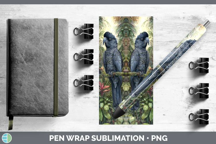 Black Palm Cockatoo Parrot Botanicals Pen Wrap Sublimation D