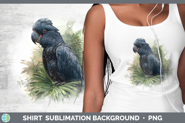 Black Palm Cockatoo Parrot Botanicals Shirt Sublimation Desi
