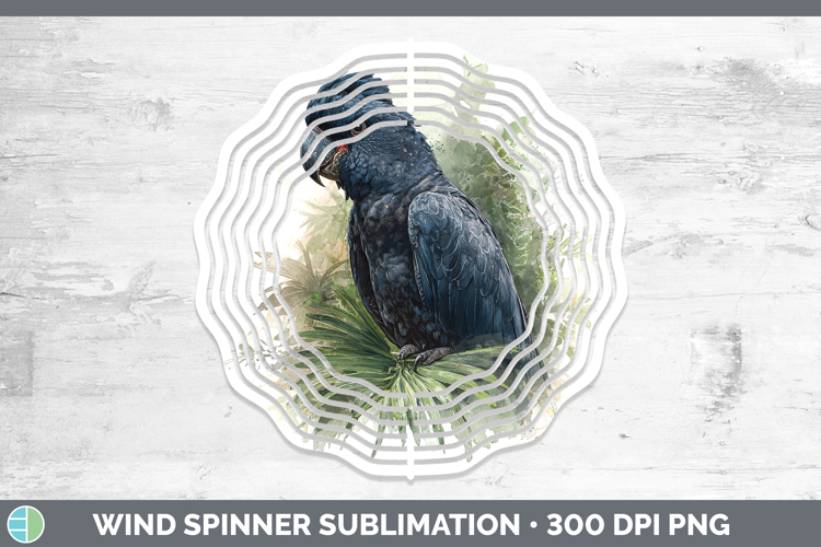 Black Palm Cockatoo Parrot Botanicals Wind Spinner Sublimati