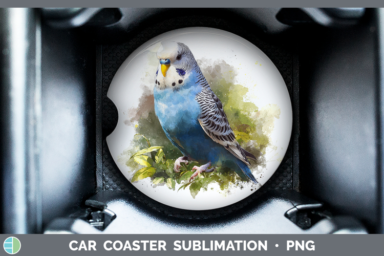 Budgerigar Parakeet Parrot Botanicals Car Coaster Sublimatio