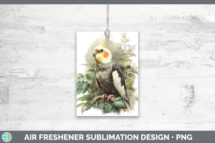 Cockatiel Parrot Botanicals Air Freshener Sublimation Design