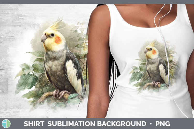 Cockatiel Parrot Botanicals Shirt Sublimation Design