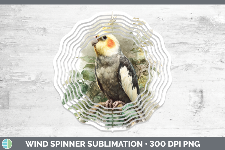 Cockatiel Parrot Botanicals Wind Spinner Sublimation Design