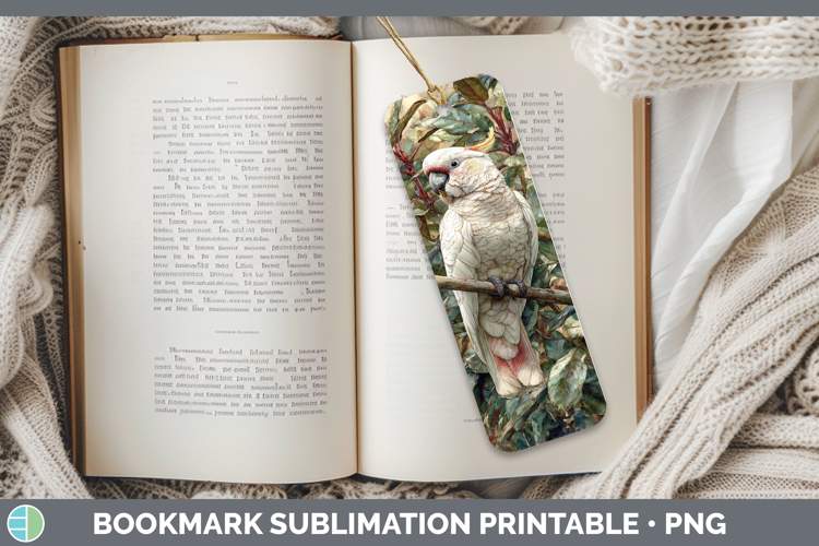 Cockatoo Parrot Botanicals Bookmark Sublimation Design