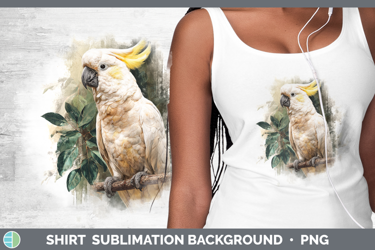 Cockatoo Parrot Botanicals Shirt Sublimation Design