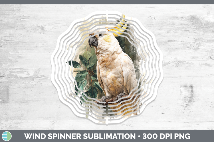 Cockatoo Parrot Botanicals Wind Spinner Sublimation Design