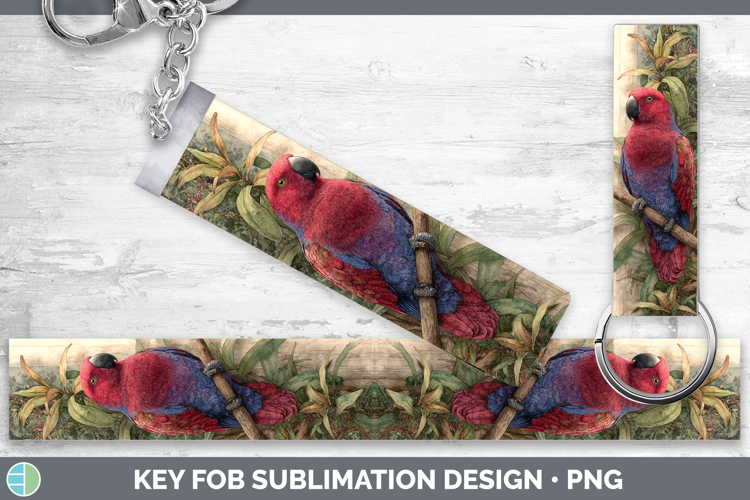 Eclectus Parrot Parrot Botanicals Key Fob Sublimation Design