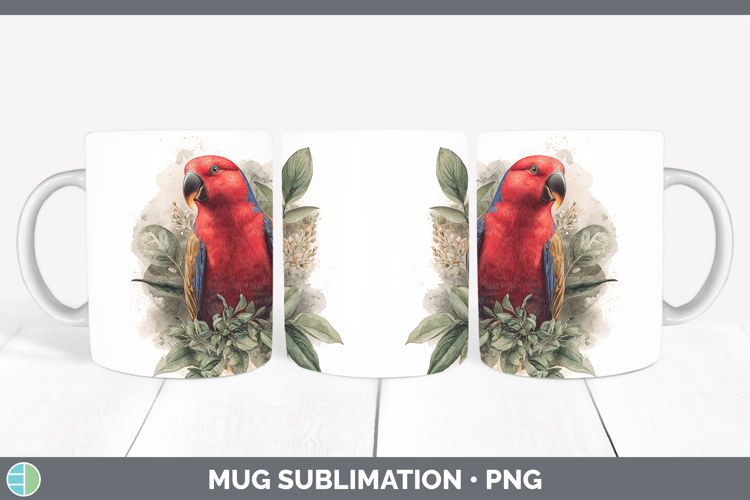 Eclectus Parrot Parrot Botanicals Mug Wrap Sublimation Desig