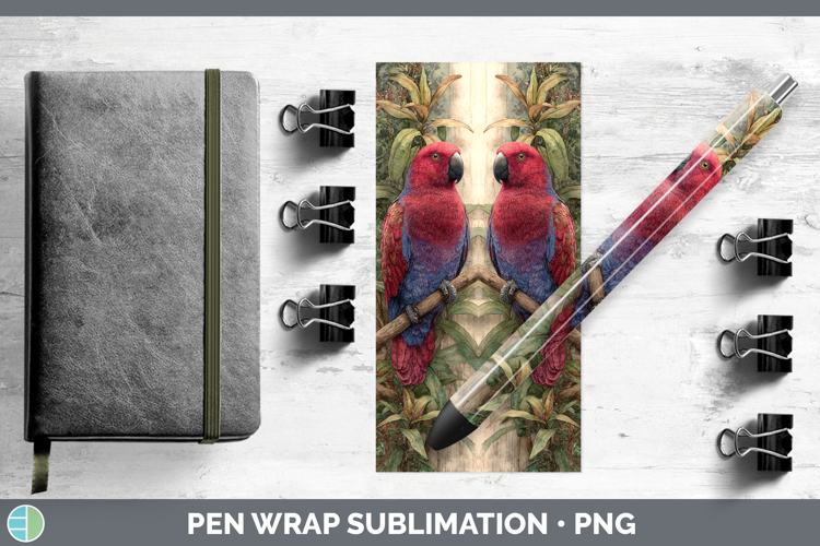 Eclectus Parrot Parrot Botanicals Pen Wrap Sublimation Desig