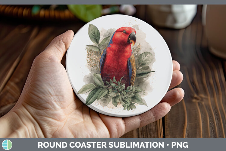 GorgeousParrot Botanicals Round Coaster design.