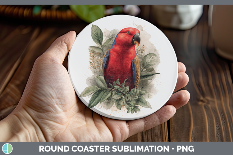 Eclectus Parrot Parrot Botanicals Round Coaster Sublimation