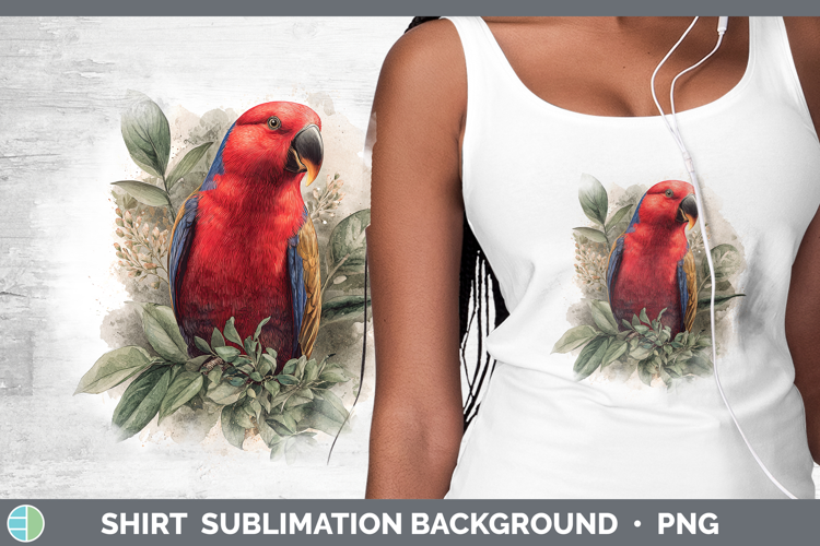 Eclectus Parrot Parrot Botanicals Shirt Sublimation Design