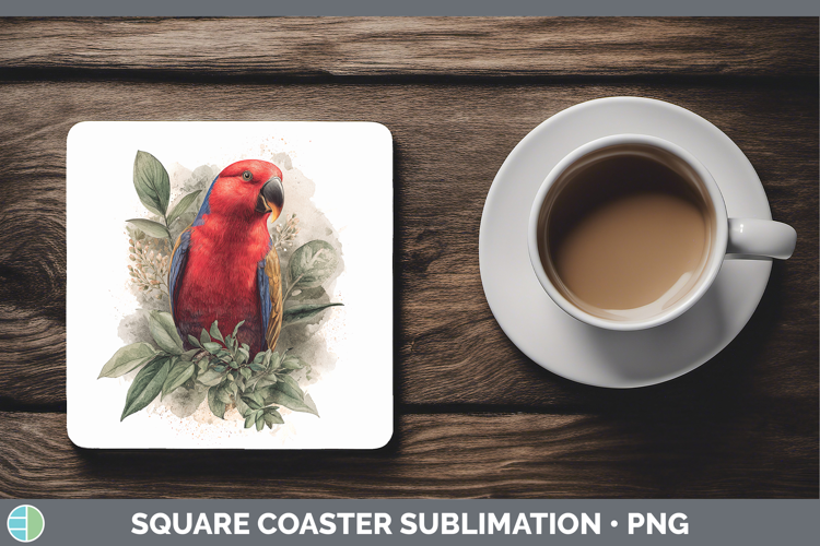 Eclectus Parrot Parrot Botanicals Square Coaster Sublimation