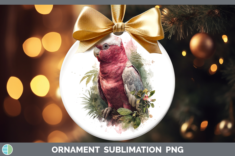 Galah Cockatoo Parrot Botanicals Ornament Sublimation Design
