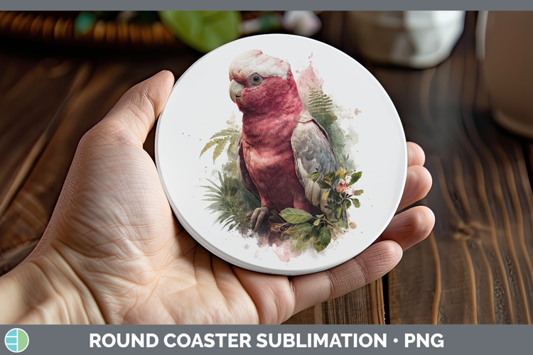 Galah Cockatoo Parrot Botanicals Round Coaster Sublimation D