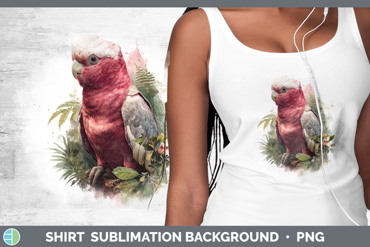 Galah Cockatoo Parrot Botanicals Shirt Sublimation Design
