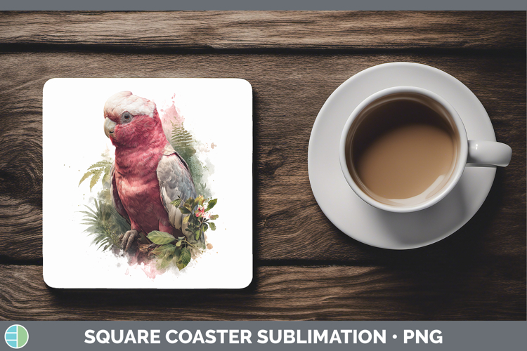 Galah Cockatoo Parrot Botanicals Square Coaster Sublimation