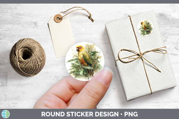 Golden Parakeet Parrot Botanicals Stickers Design