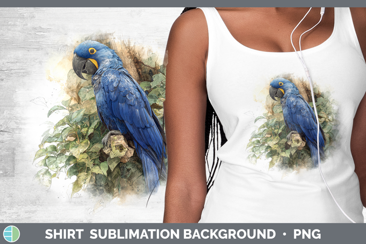Hyacinth Macaw Parrot Botanicals Shirt Sublimation Design