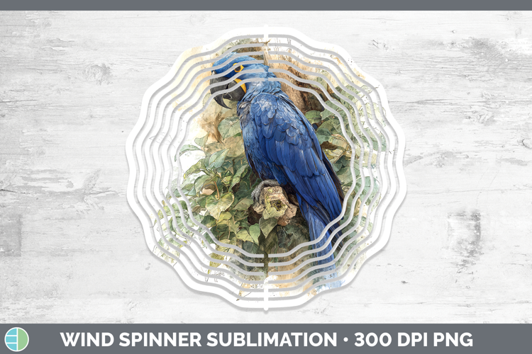 Hyacinth Macaw Parrot Botanicals Wind Spinner Sublimation De