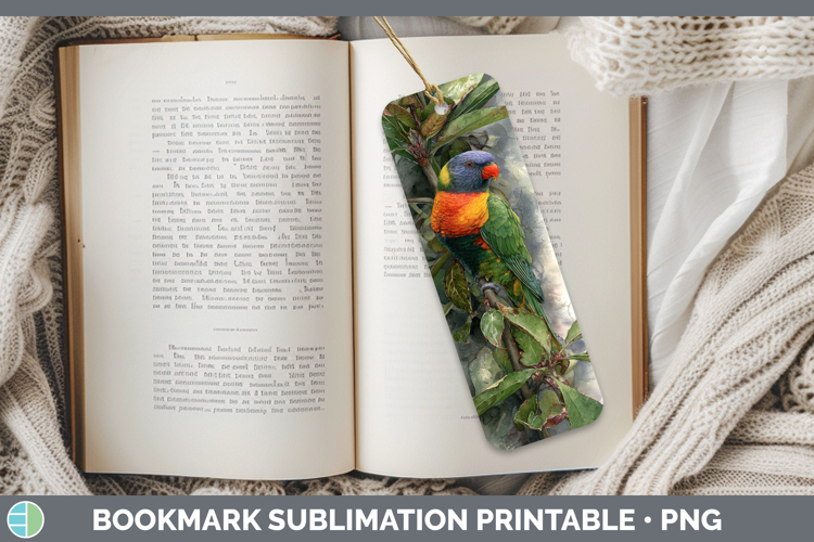 Lorikeet Parrot Botanicals Bookmark Sublimation Design