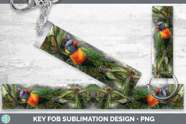 Lorikeet Parrot Botanicals Key Fob Sublimation Design