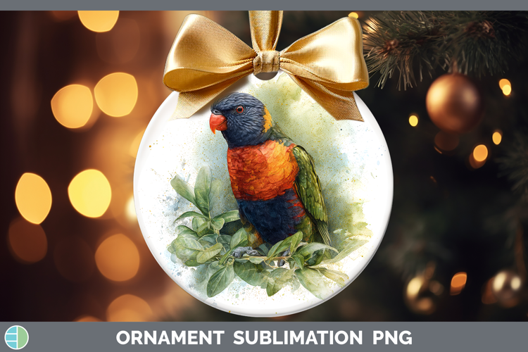 Lorikeet Parrot Botanicals Ornament Sublimation Design