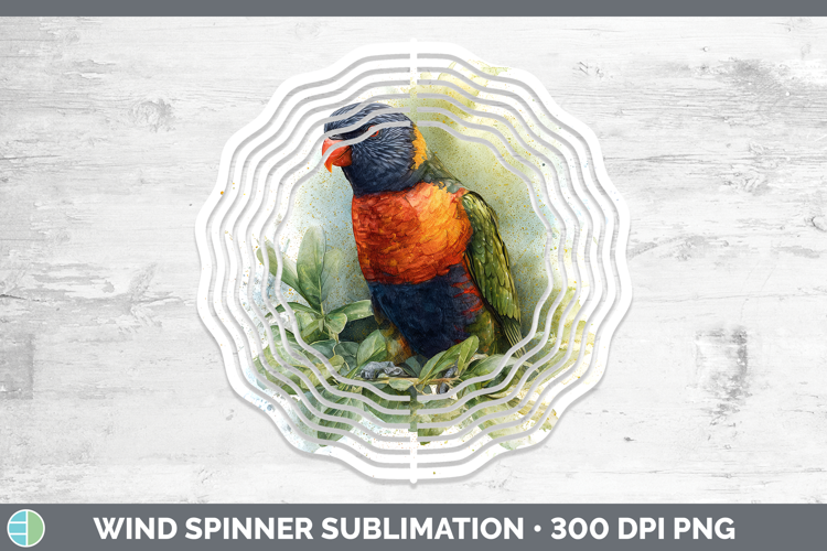Lorikeet Parrot Botanicals Wind Spinner Sublimation Design