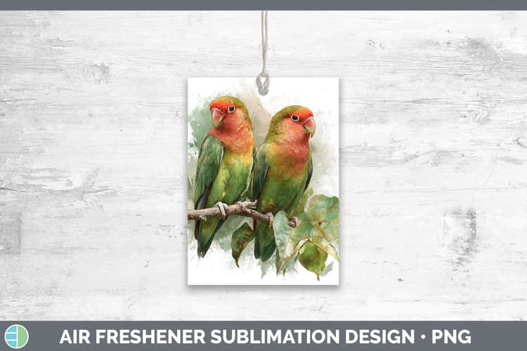 Love Birds Parrot Botanicals Air Freshener Sublimation Desig