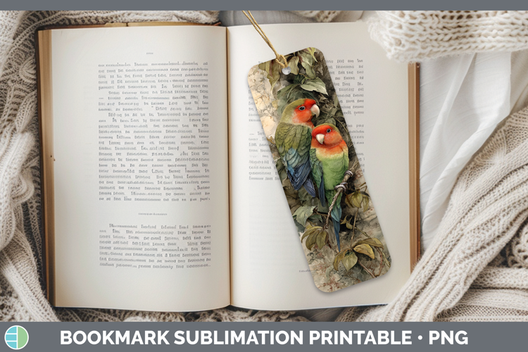 Love Birds Parrot Botanicals Bookmark Sublimation Design