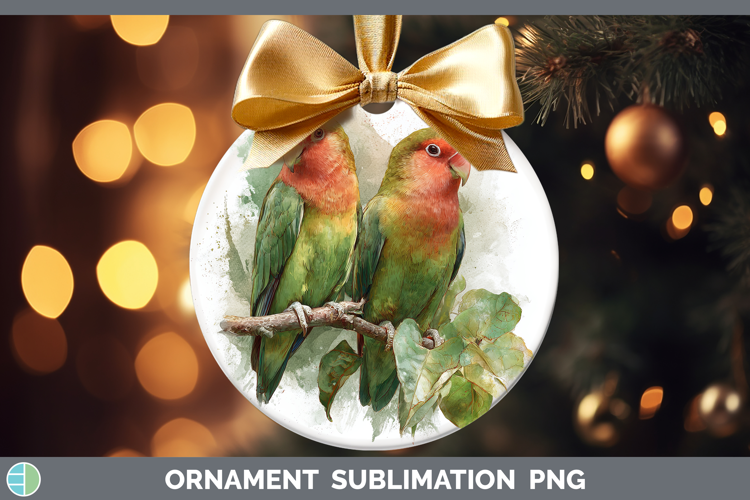 Love Birds Parrot Botanicals Ornament Sublimation Design