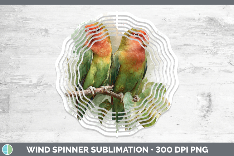 Love Birds Parrot Botanicals Wind Spinner Sublimation Design