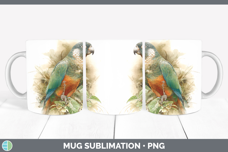Meyers Parrot Parrot Botanicals Mug Wrap Sublimation Design