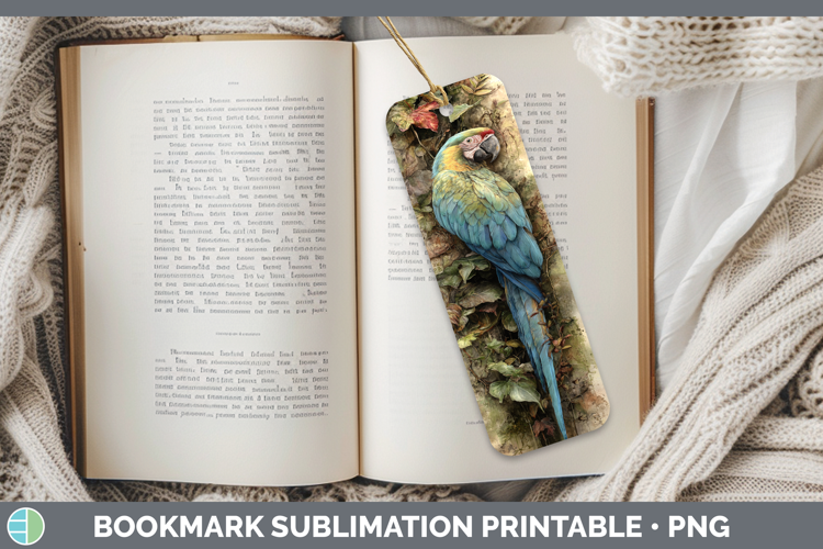 Military Macaw Parrot Botanicals Bookmark Sublimation Design